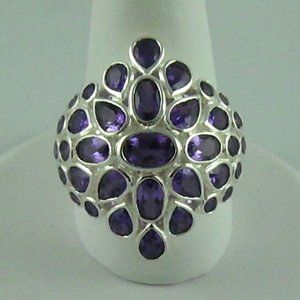 3.3ct Pear, Oval & Round Amethyst Cluster Ring